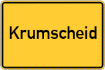 Place name sign Krumscheid, Westerwald