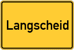 Place name sign Langscheid, Hunsrück