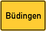 Place name sign Büdingen, Westerwald