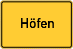 Place name sign Höfen, Pfalz