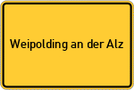 Place name sign Weipolding an der Alz