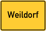 Place name sign Weildorf, Oberbayern