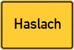 Place name sign Haslach, Kreis Ebersberg, Oberbayern