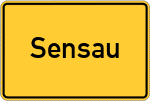 Place name sign Sensau