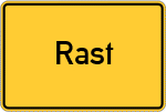 Place name sign Rast, Kreis Freising