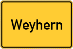 Place name sign Weyhern, Kreis Fürstenfeldbruck