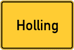 Place name sign Holling, Kreis Rosenheim, Oberbayern