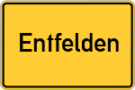 Place name sign Entfelden, Simssee