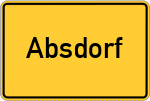 Place name sign Absdorf, Niederbayern