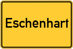 Place name sign Eschenhart, Kreis Kelheim, Niederbayern