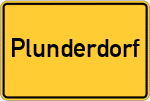 Place name sign Plunderdorf