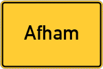 Place name sign Afham