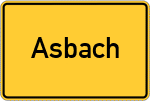 Place name sign Asbach, Kreis Griesbach im Rottal