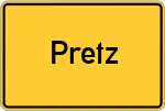 Place name sign Pretz