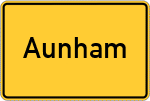 Place name sign Aunham, Rottal