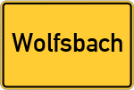 Place name sign Wolfsbach, Kreis Amberg, Oberpfalz
