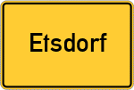 Place name sign Etsdorf, Oberpfalz