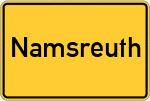 Place name sign Namsreuth, Oberpfalz