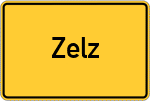 Place name sign Zelz, Kreis Cham, Oberpfalz