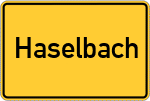 Place name sign Haselbach, Oberpfalz
