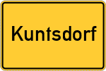 Place name sign Kuntsdorf, Kreis Burglengenfeld