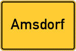 Place name sign Amsdorf