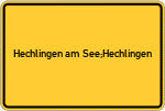 Place name sign Hechlingen am See;Hechlingen, Bayern