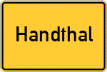 Place name sign Handthal, Kreis Schweinfurt