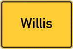 Place name sign Willis