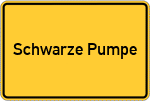 Place name sign Schwarze Pumpe