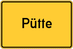 Place name sign Pütte