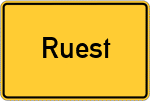 Place name sign Ruest