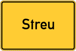 Place name sign Streu