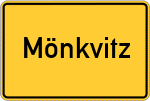 Place name sign Mönkvitz