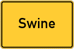 Place name sign Swine