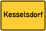 Place name sign Kesselsdorf
