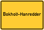 Place name sign Bokholt-Hanredder