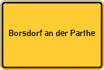 Place name sign Borsdorf an der Parthe