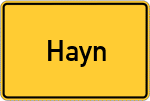 Place name sign Hayn