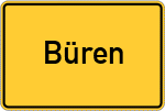 Place name sign Büren, Westfalen
