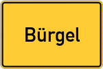 Place name sign Bürgel, Thüringen