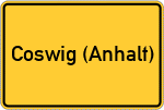 Place name sign Coswig (Anhalt)