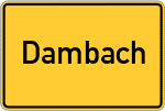 Place name sign Dambach, Kreis Birkenfeld