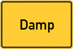 Place name sign Damp
