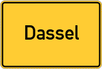 Place name sign Dassel, Solling