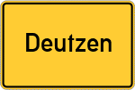 Place name sign Deutzen
