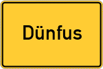 Place name sign Dünfus