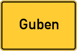 Place name sign Guben