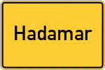 Place name sign Hadamar, Westerwald