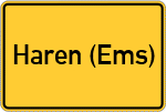Place name sign Haren (Ems)